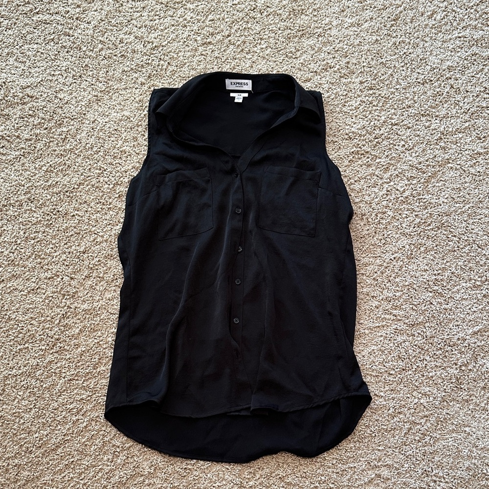 Express Black Sleeveless Button-Down Shirt